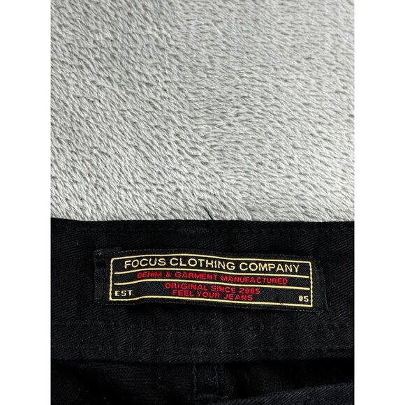 Focus Clothing Company Black Distressed Biker Jeans Mens 42x32 100% Cotton - Picture 2 of 7